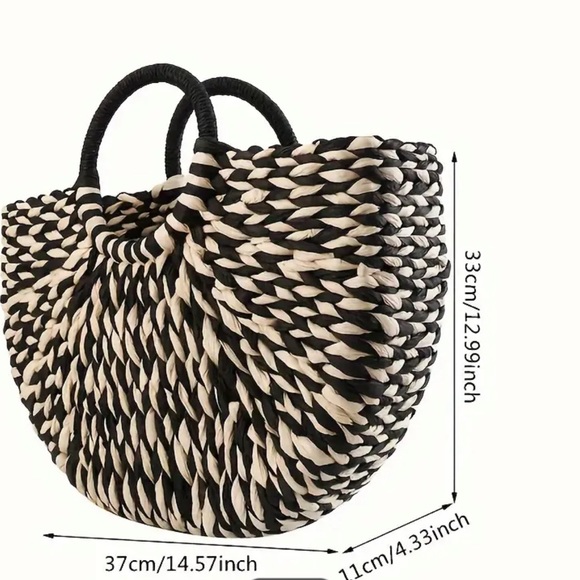 NWOT Handwoven Straw Handbag Spring Summer Vacation Clutch Bag Retro Stlyle - Picture 5 of 5